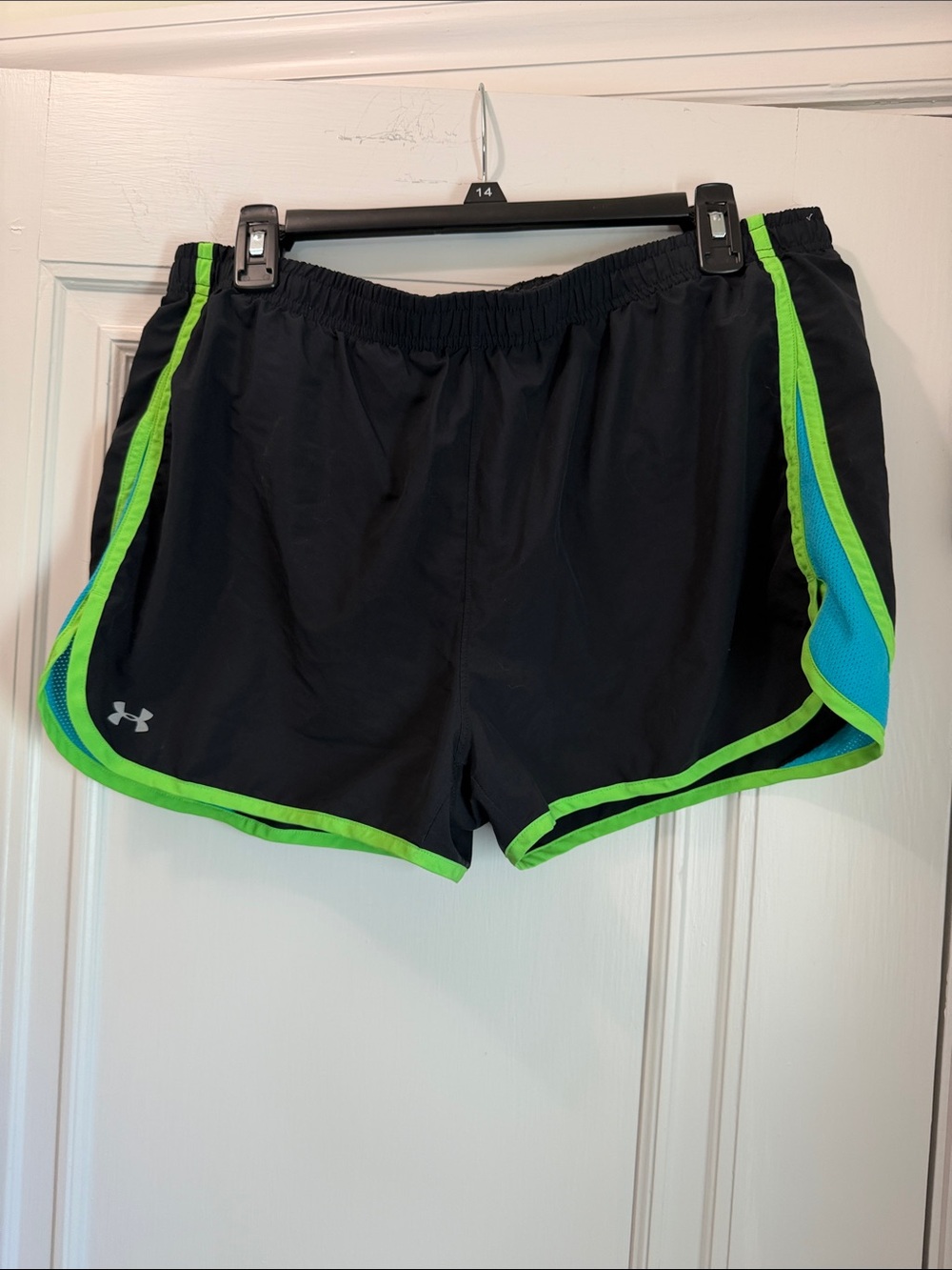 Under Armour Black Women's Athletic Shorts with Neon Green Trim